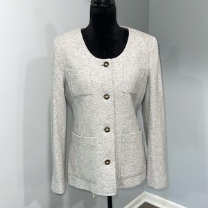 J.Crew Mario Bellucci Italian wool jacket size 8 gray oversized pockets